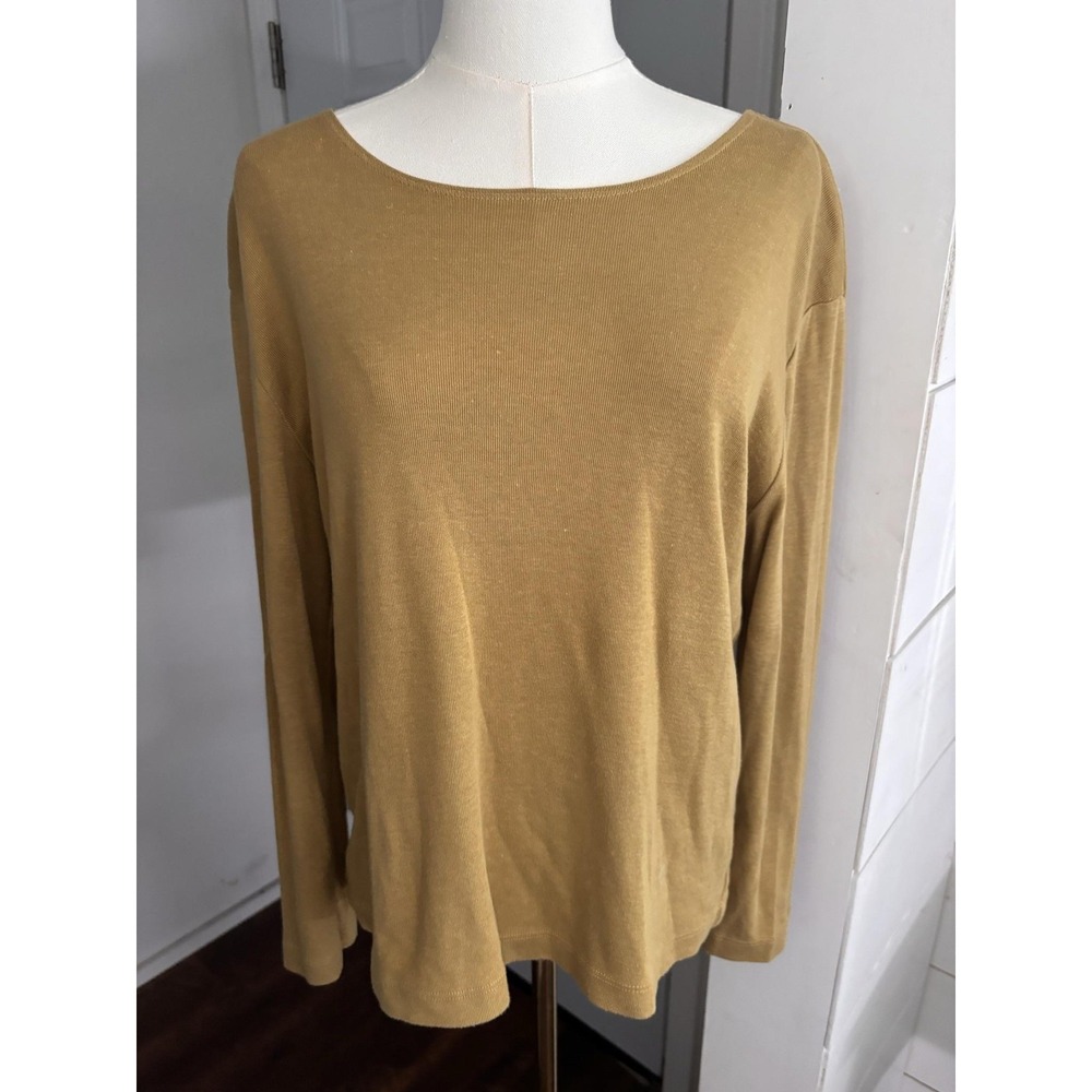 Bryn Walker Shirt Womens Medium Yellow Cotton Boat Neck Long Sleeve Classic